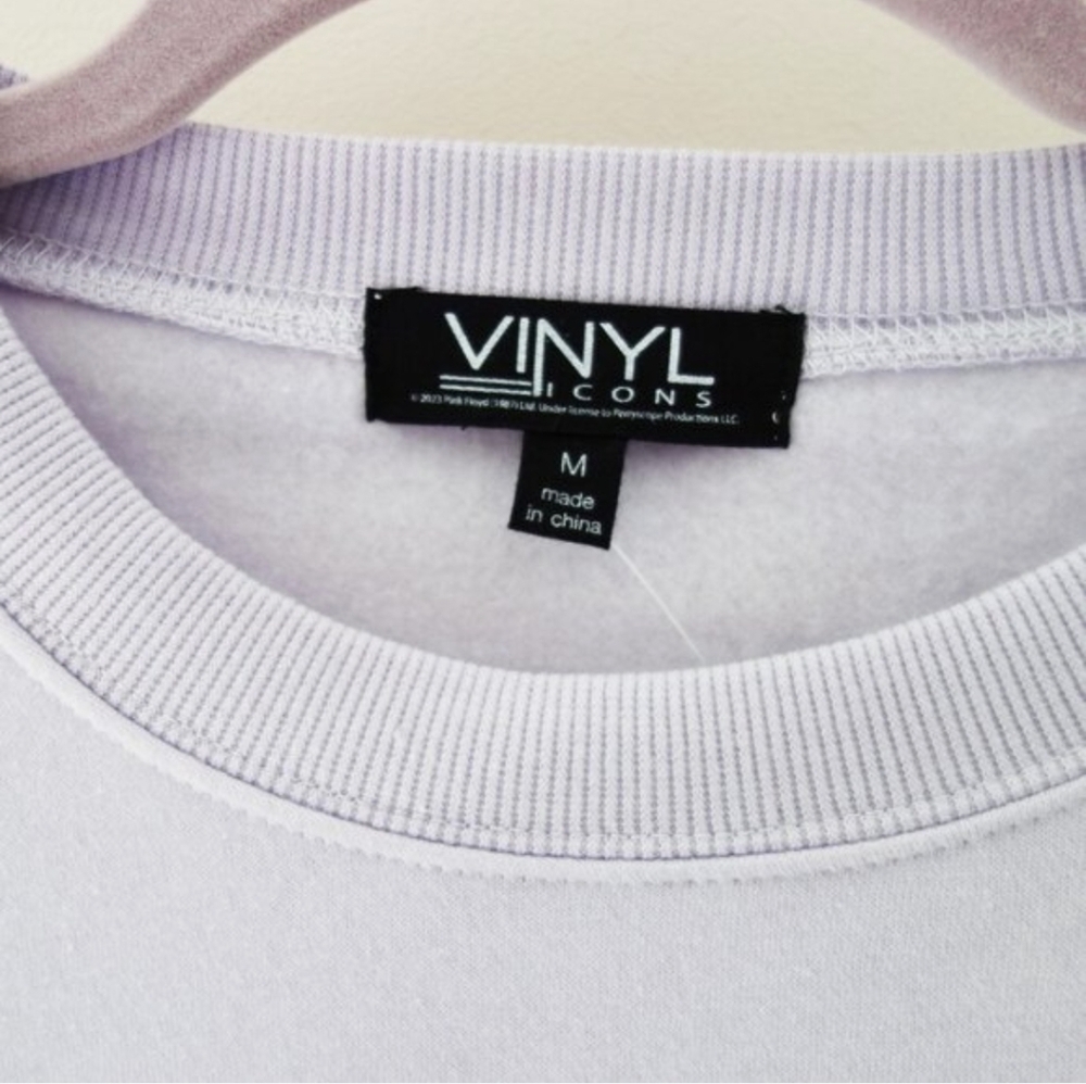 NWT! Vinyl Icons Pink Floyd Graphic Sweatshirt lilac Fleece lIned (M) - Picture 7 of 9